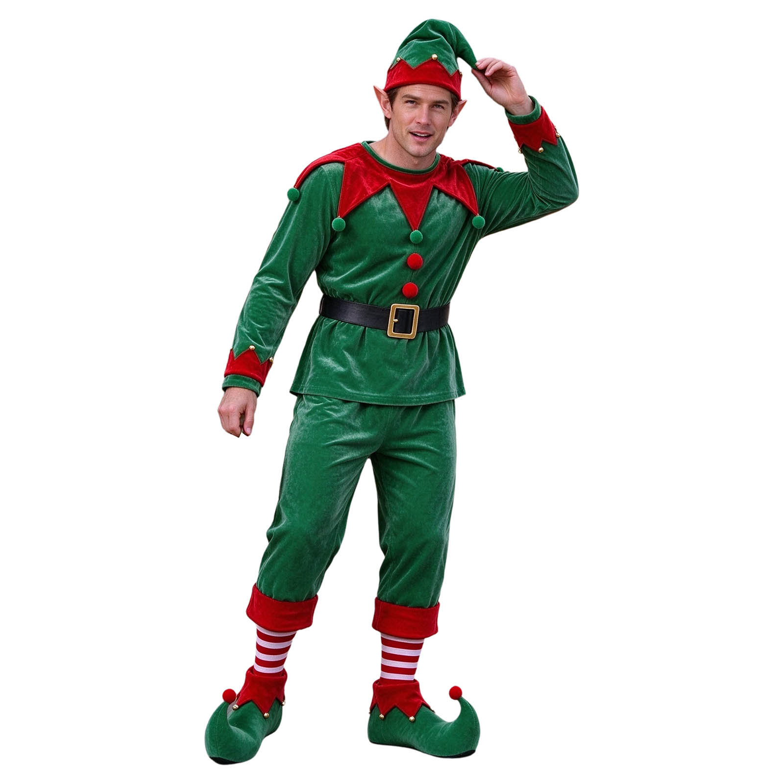 Unisex Xmas Velvet Elf Outfit  - Women Shoes Xxl ulasan dan harga