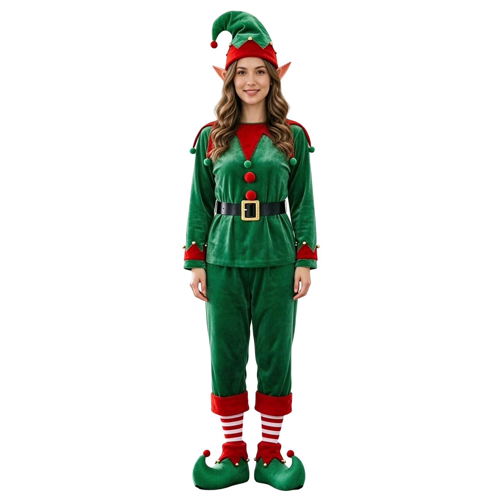 Unisex Xmas Velvet Elf Outfit  - Women Shoes Xxl ulasan dan harga