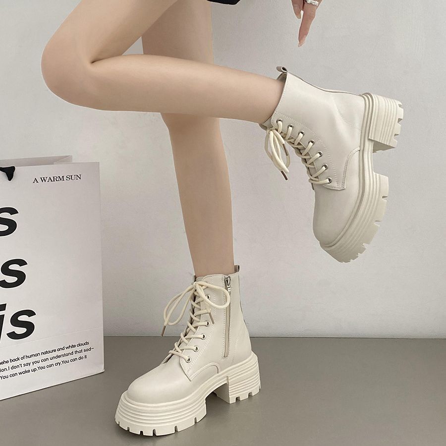 British style white thick sole - Sock Boot Women ulasan dan harga
