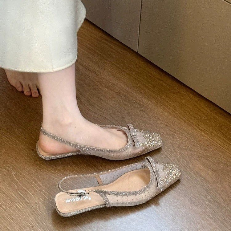 Glitter Rhinestone Bow Slingba - Mule Slip On ulasan dan harga