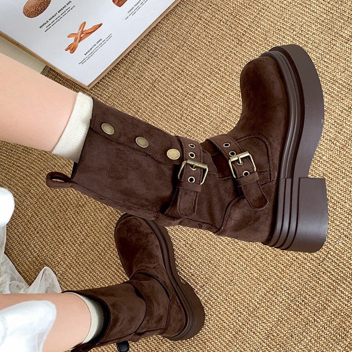 Retro British style thick sole - Sock Boot Women ulasan dan harga