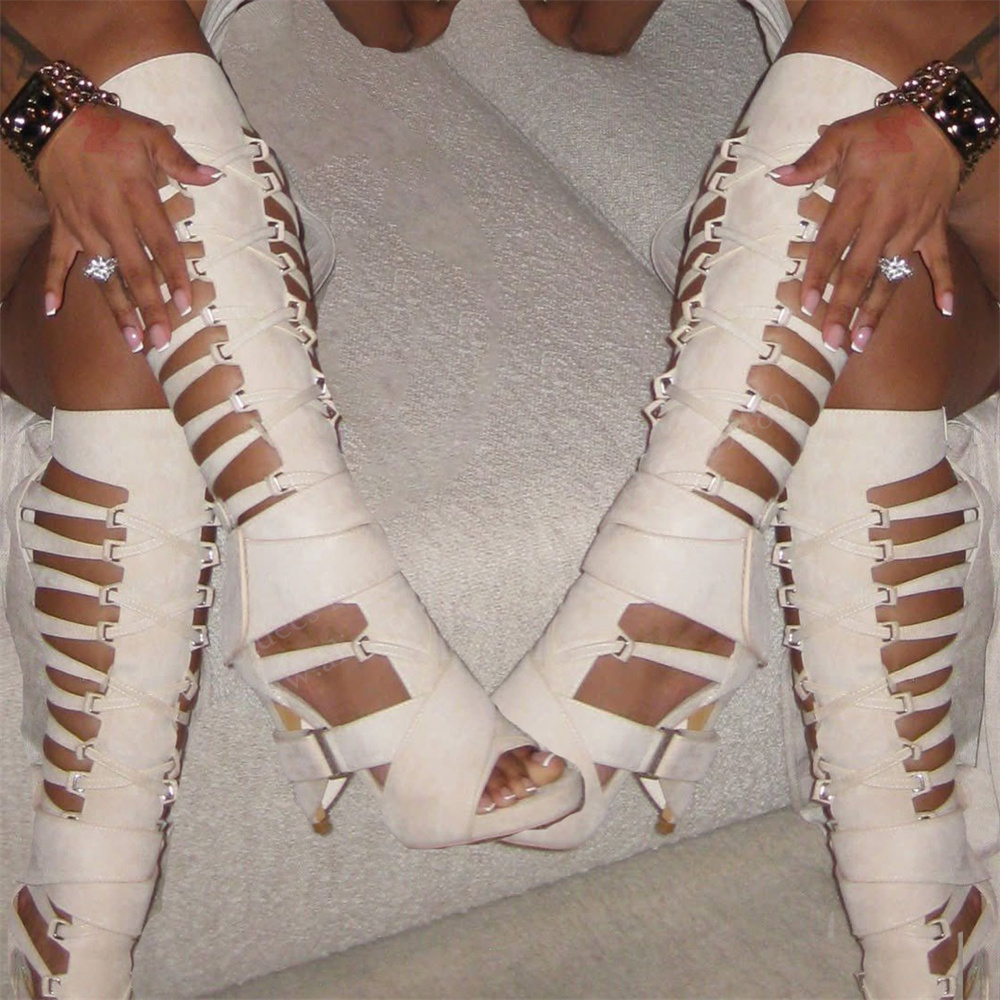 Gladiator Hollow Belt Buckle K - Knee High Boots Women ulasan dan harga
