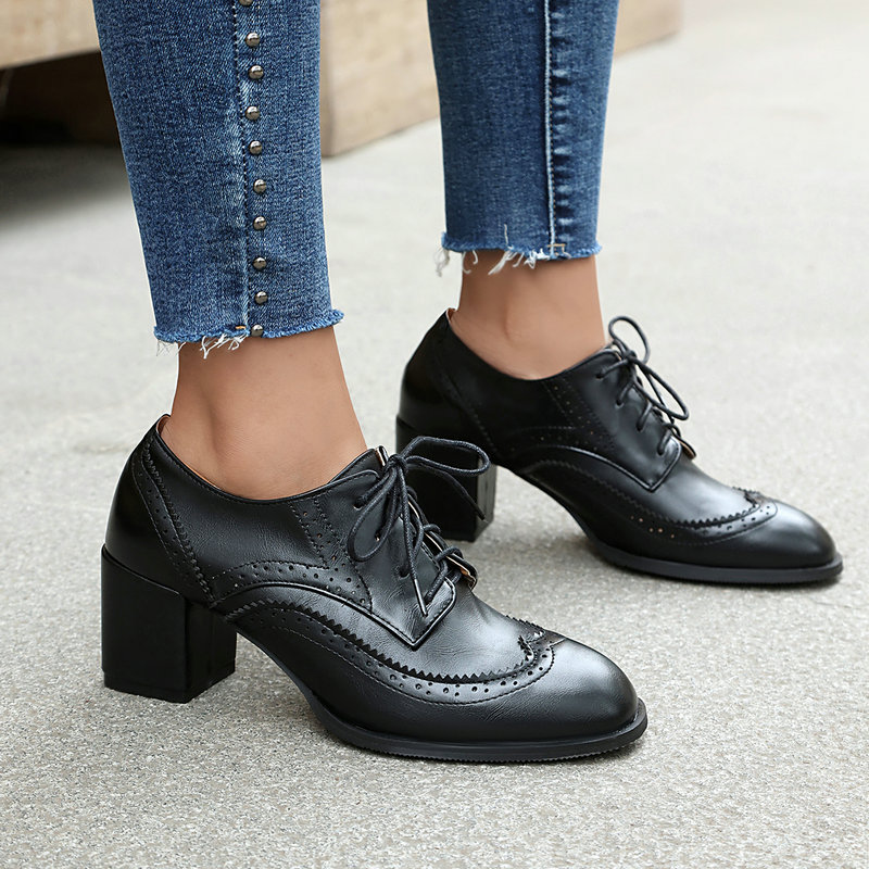 Plus Size 36-48 Brown Black Co - Oxford Lace Up Women ulasan dan harga