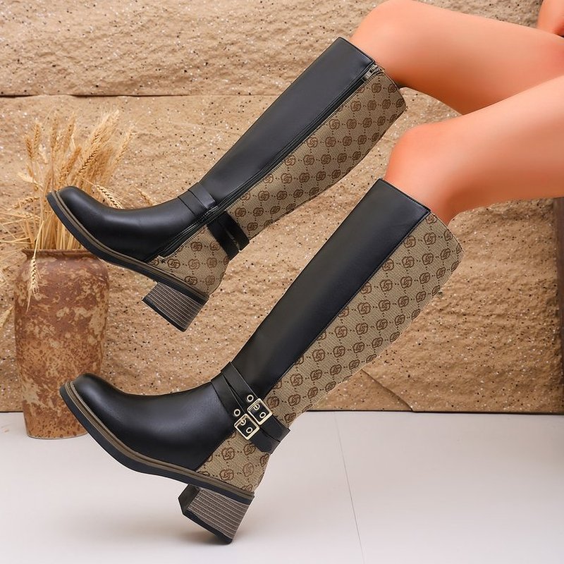 2026 Autumn Vintage Color-Bloc - Knee High Boots Women ulasan dan harga