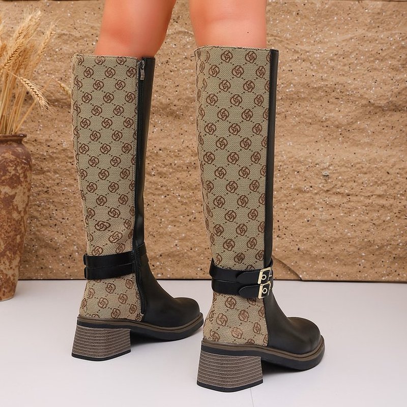 2026 Autumn Vintage Color-Bloc - Knee High Boots Women ulasan dan harga