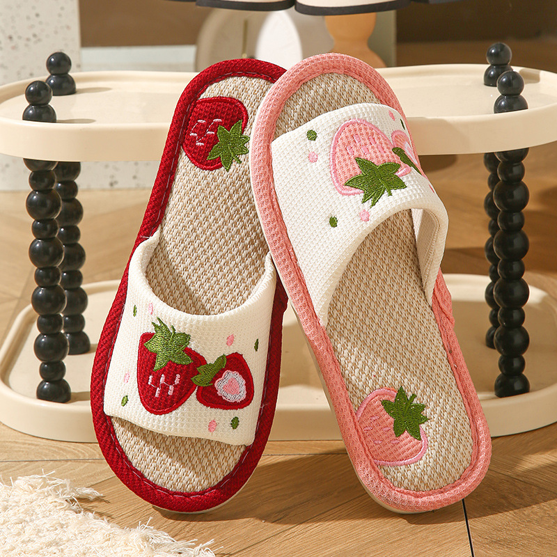 Strawberry Linen Women Slipper - Mule Slip On ulasan dan harga