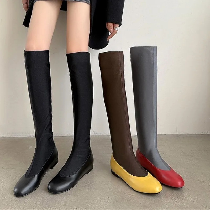 Fashion Brand Round Toe Knee H - Sock Boot Women ulasan dan harga